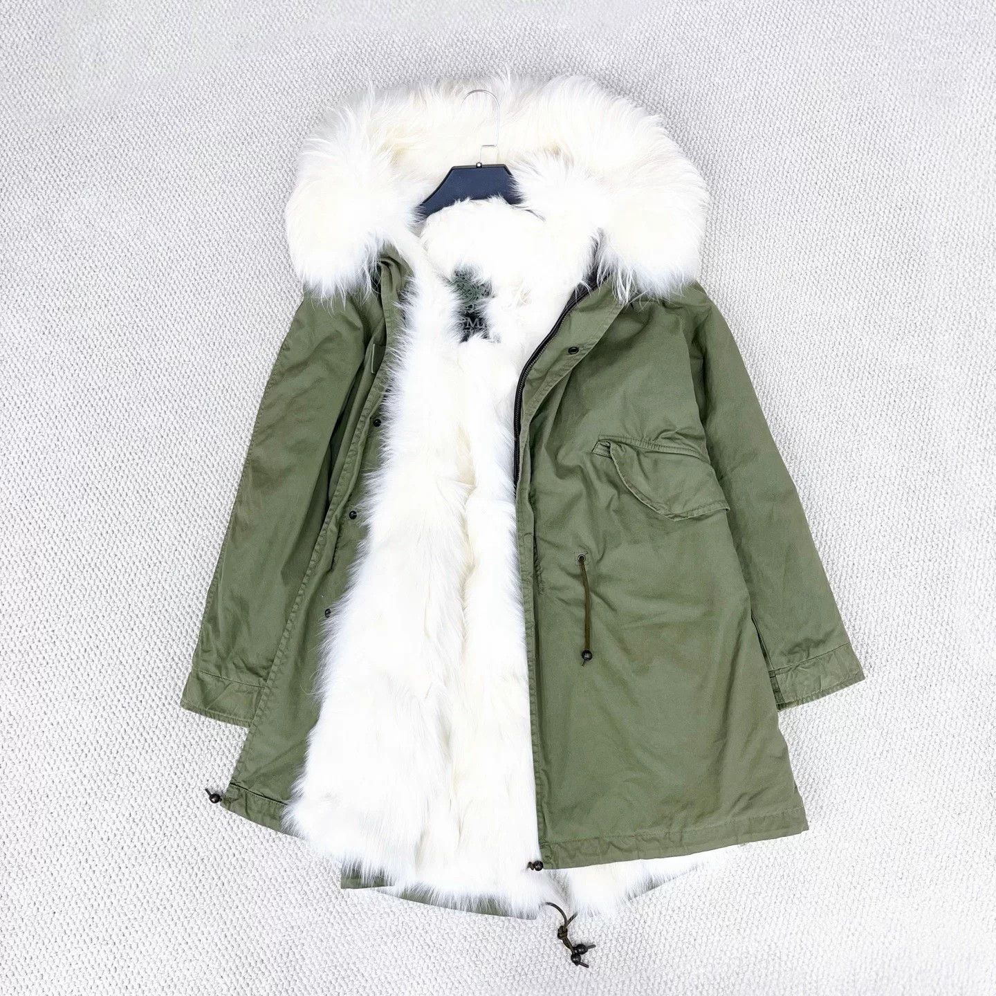 MR & MRS ITALY Mr&Mrs Military Green Fur Collar Coat Size M / US 6-8 / IT 42-44 - 5 Thumbnail