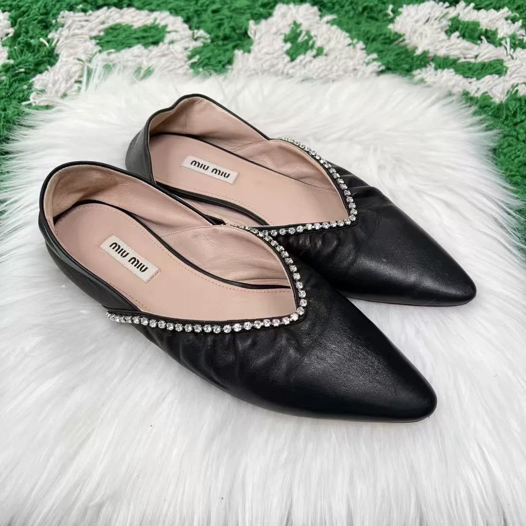 Miu Miu Miu Miu Lambskin Rhinestone Flat Shoes Size US 6 / IT 36 - 4 Thumbnail