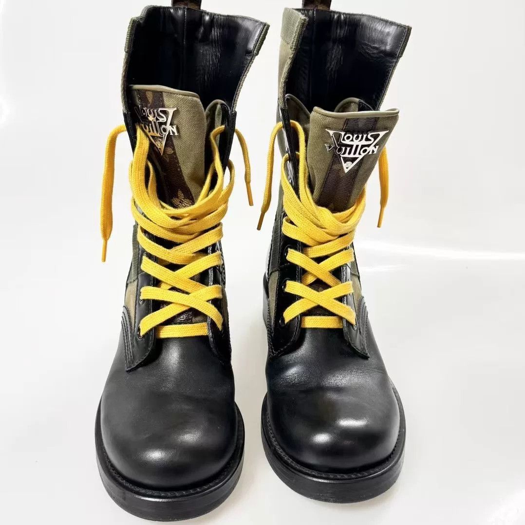 Louis Vuitton LV Silver Logo Canvas Martin Boots Size US 6 / IT 36 - 4 Thumbnail