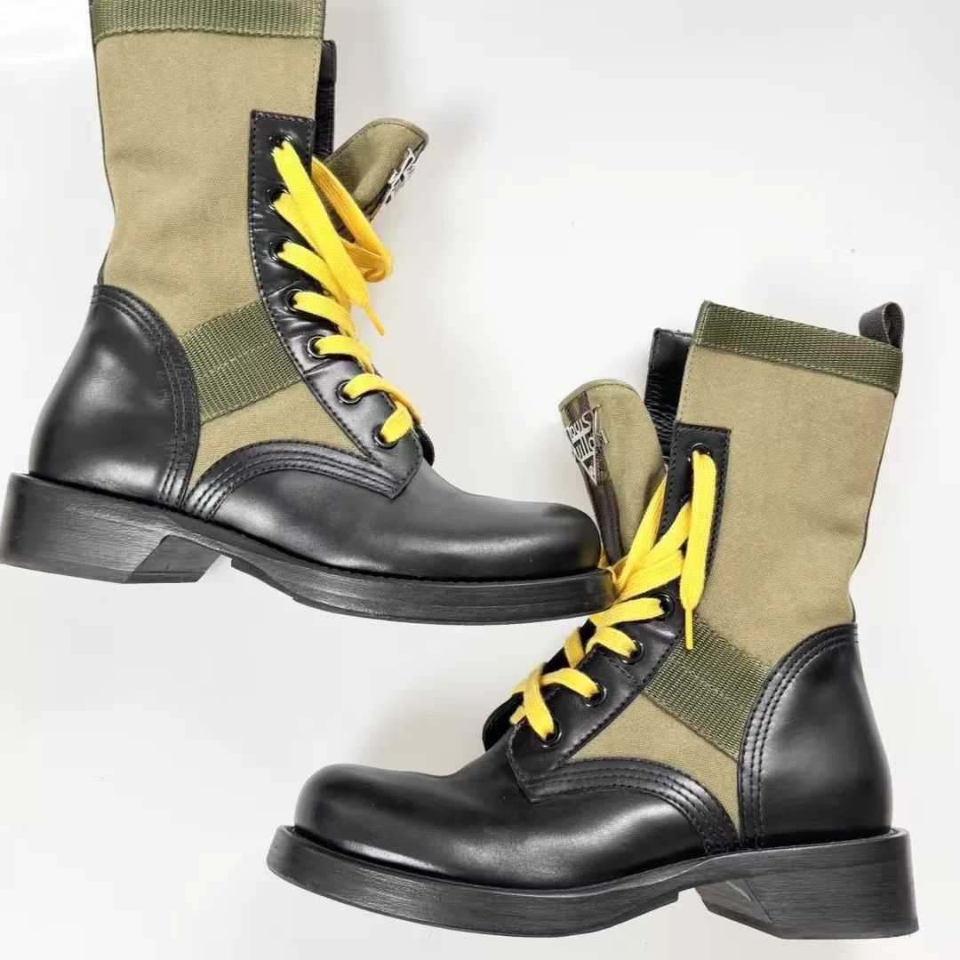 Louis Vuitton LV Silver Logo Canvas Martin Boots Size US 6 / IT 36 - 2 Thumbnail
