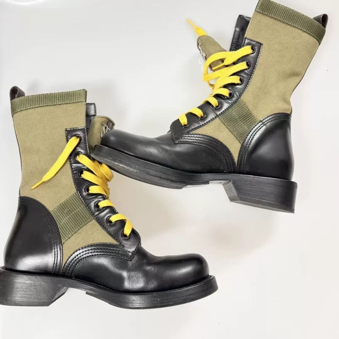 Louis Vuitton LV Silver Logo Canvas Martin Boots Size US 6 / IT 36 - 3 Thumbnail