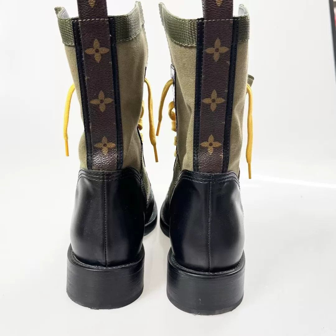 Louis Vuitton LV Silver Logo Canvas Martin Boots Size US 6 / IT 36 - 5 Thumbnail