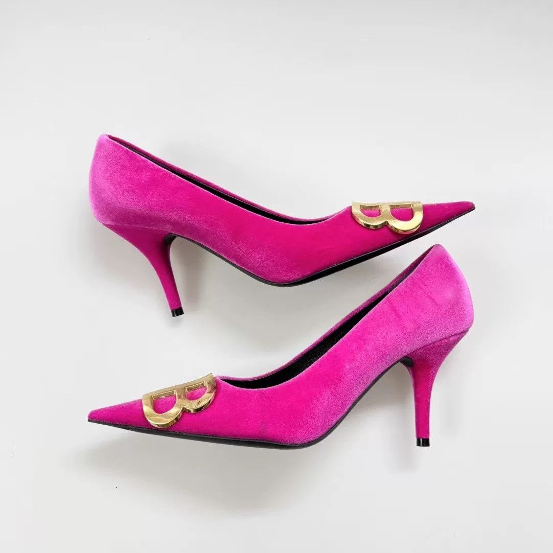 Balenciaga Balenciaga Pink Velvet High Heels Size US 6.5 / IT 36.5 - 2 Thumbnail