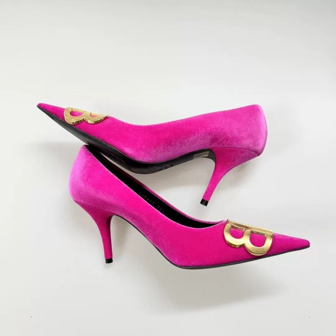 Balenciaga Balenciaga Pink Velvet High Heels Size US 6.5 / IT 36.5 - 3 Thumbnail