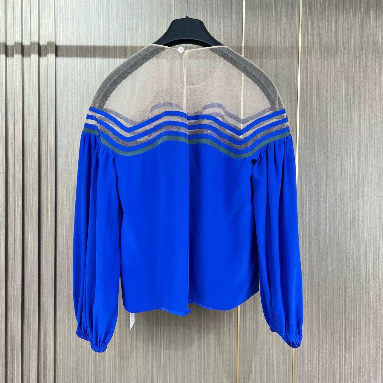 Fendi Fendi Blue White Silk Lantern Sleeve Top Size S / US 4 / IT 40 - 2 Thumbnail