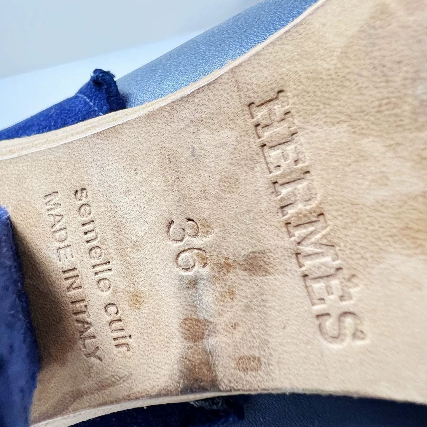 Hermes Hermes Dark Blue Sheepskin Ankle Boots Size US 5 / IT 35 - 6 Thumbnail