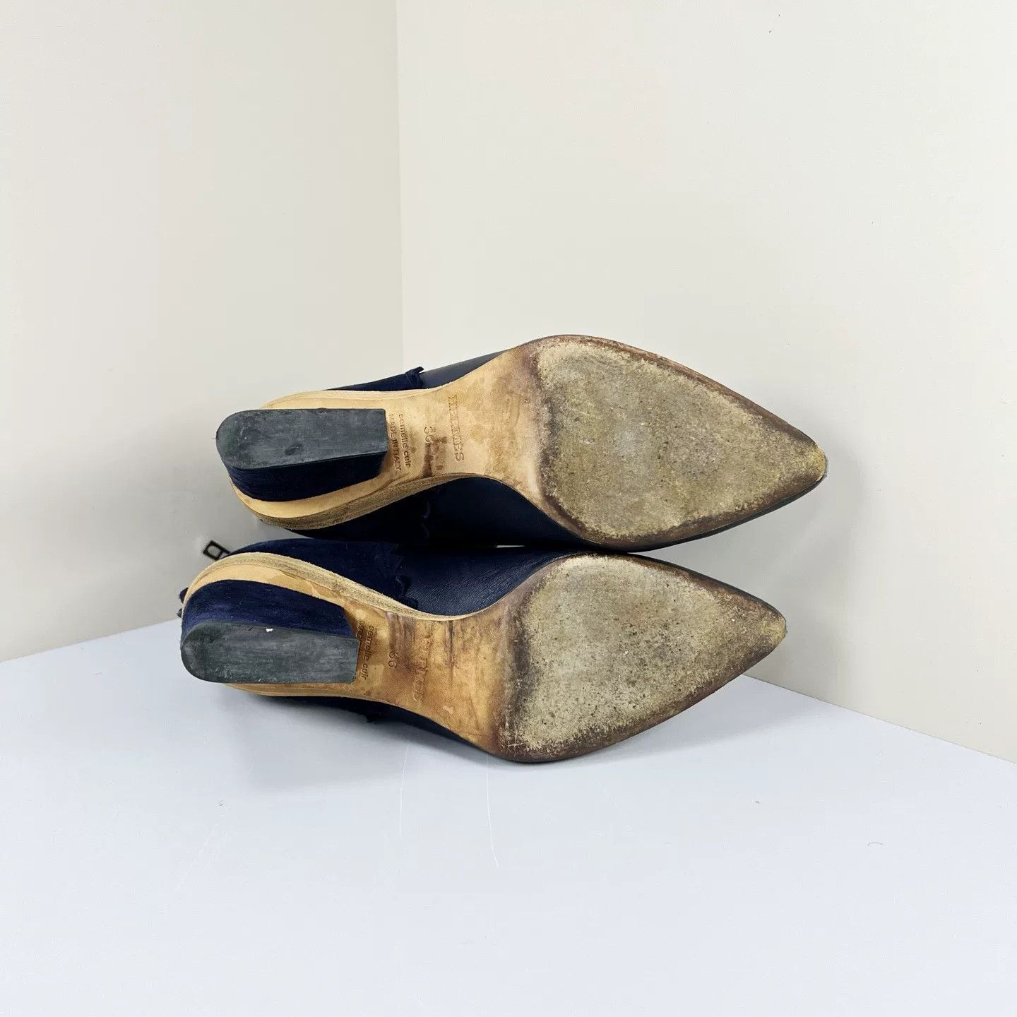 Hermes Hermes Dark Blue Sheepskin Ankle Boots Size US 5 / IT 35 - 5 Thumbnail