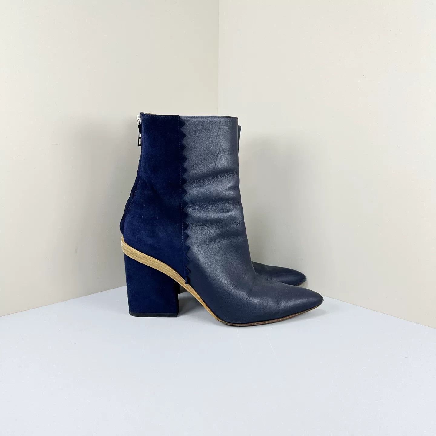 Hermes Hermes Dark Blue Sheepskin Ankle Boots Size US 5 / IT 35 - 4 Thumbnail