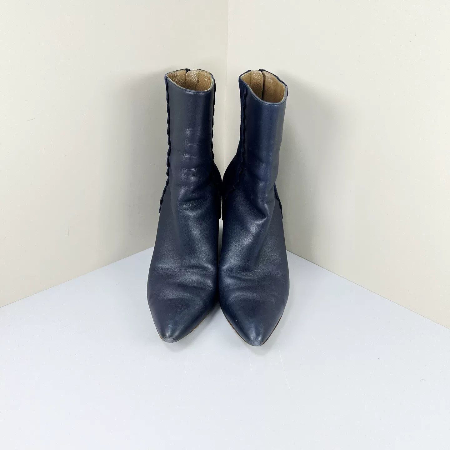 Hermes Hermes Dark Blue Sheepskin Ankle Boots Size US 5 / IT 35 - 2 Thumbnail