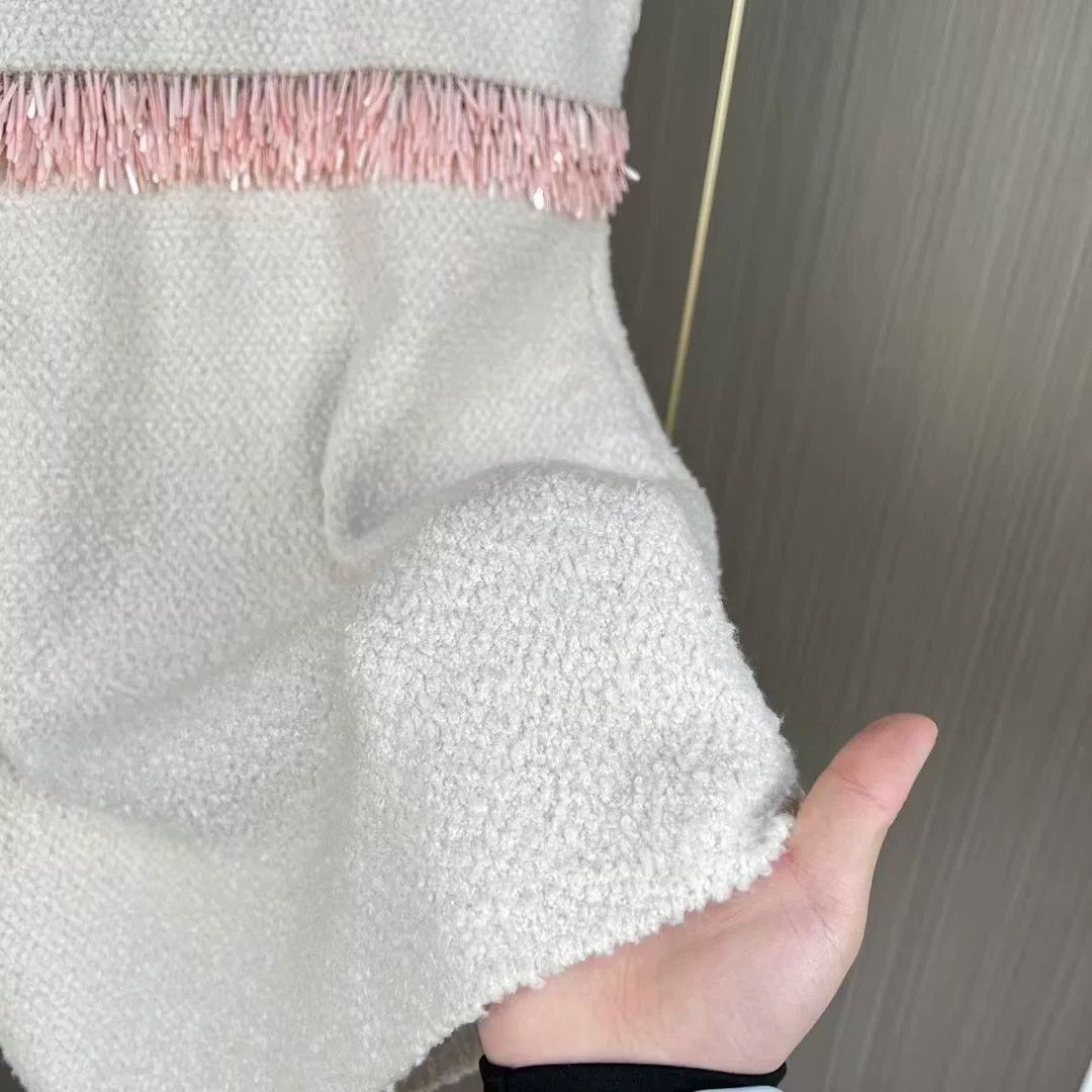 Lanvin Lanvin White Pink Sequin Cashmere Dress Size S / US 4 / IT 40 - 4 Thumbnail
