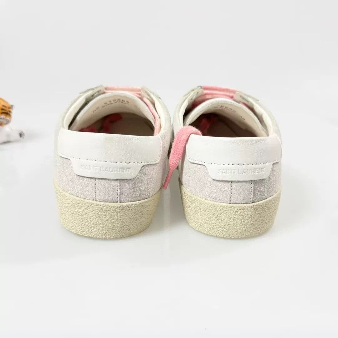 Yves Saint Laurent YSL Pastel Pink Suede Side Logo Sneakers Size US 7 / IT 37 - 4 Thumbnail