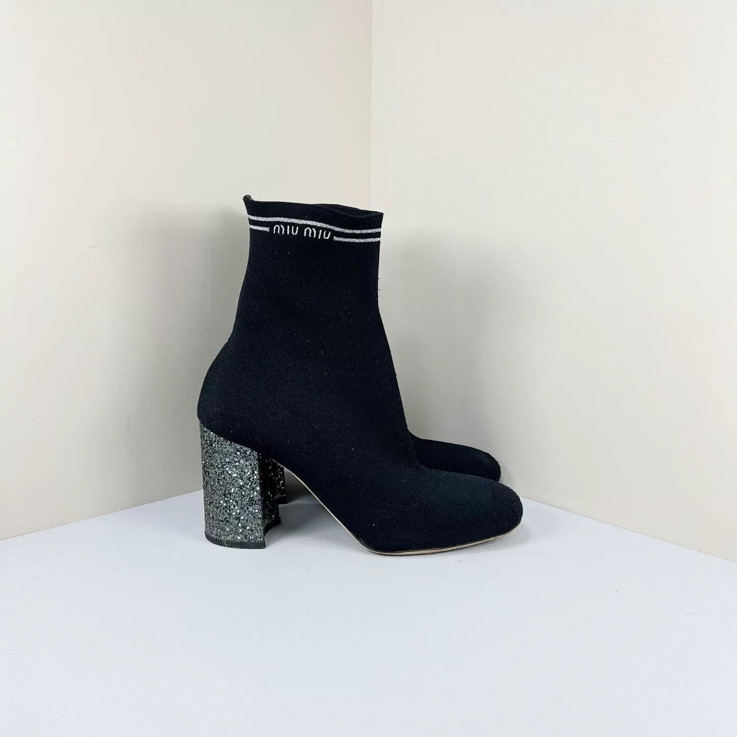 Miu Miu Miu Miu Embroidered Letter Knit Ankle Boots Size US 7 / IT 37 - 4 Thumbnail