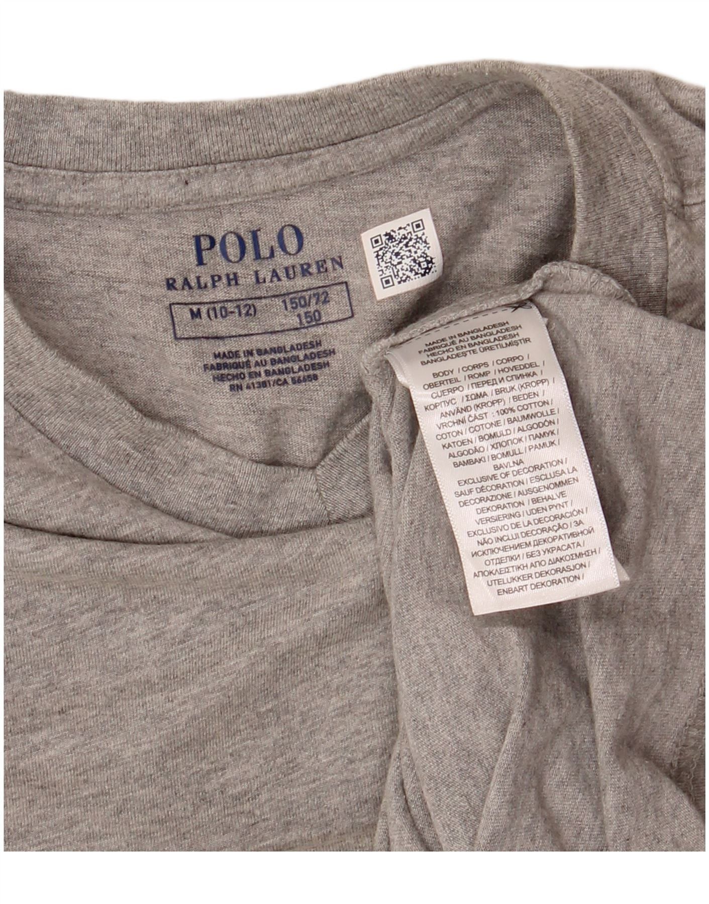 Polo Ralph Lauren Girls T-Shirt Top 8-9 Years Medium Grey Flecked Cotton Size S / US 4 / IT 40 - 3 Thumbnail