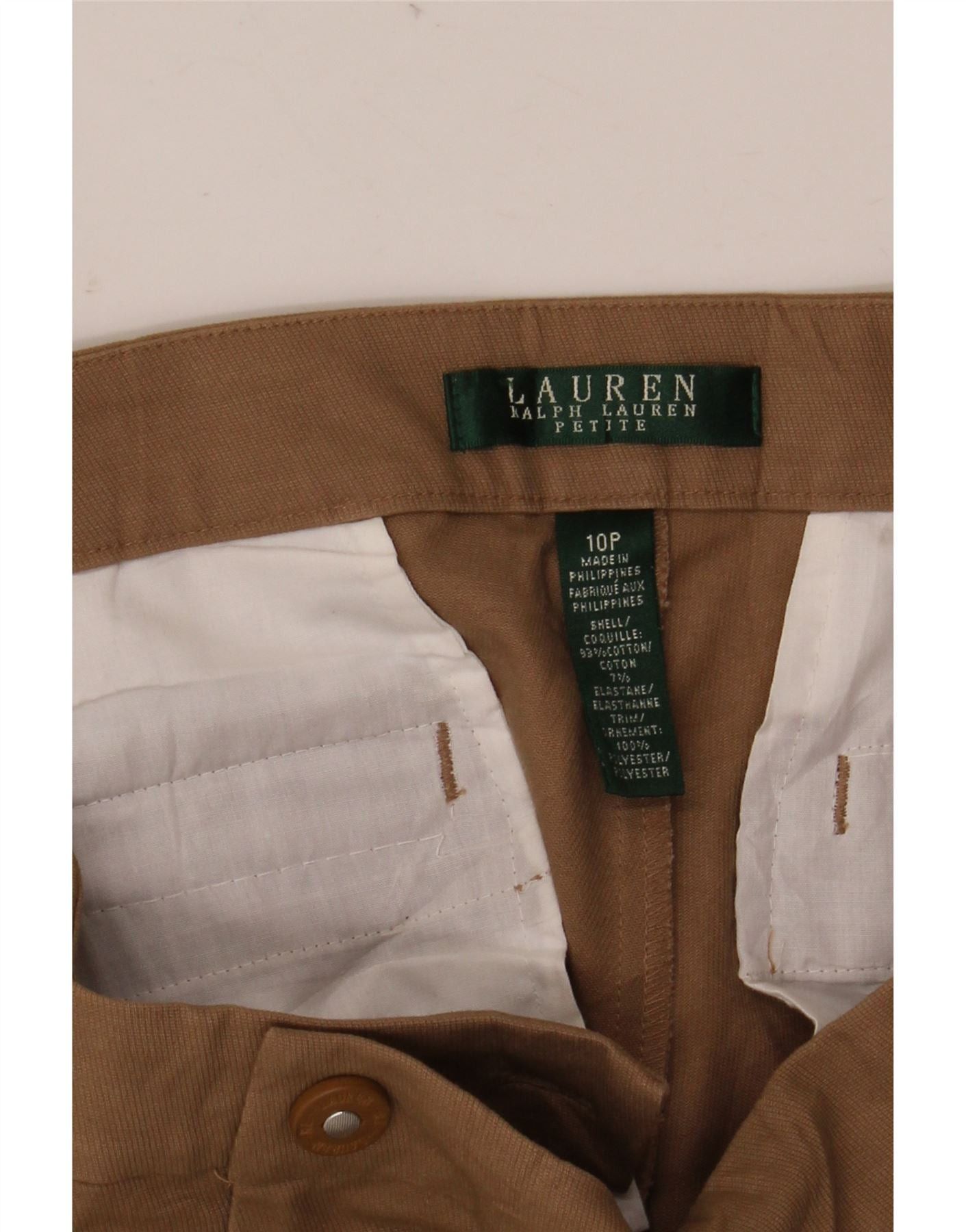 Ralph Lauren Womens Petite Casual Trousers US 10 Large W32 L27 Beige Size 28" / US 6 / IT 42 - 3 Thumbnail