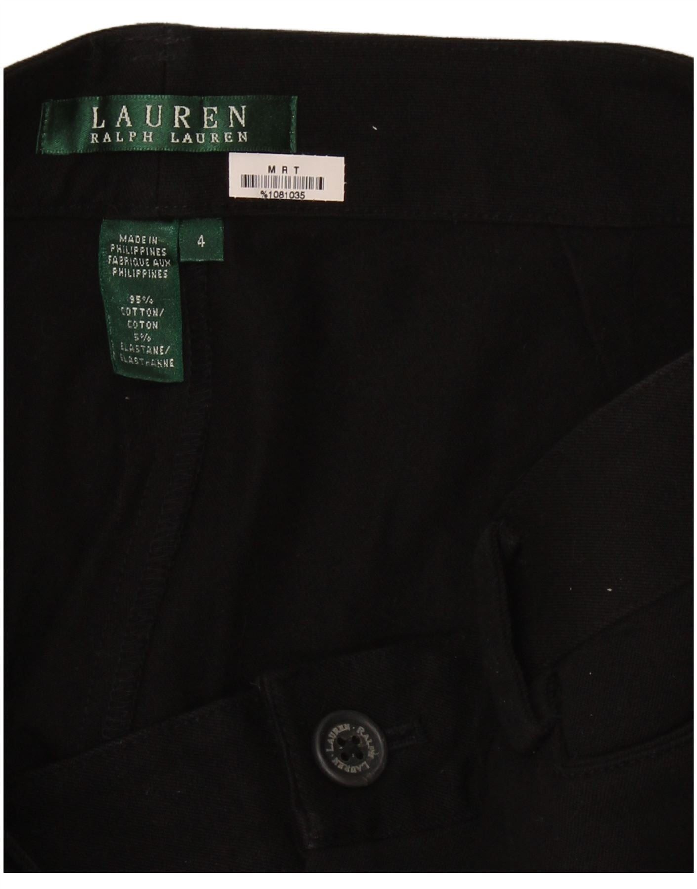 Ralph Lauren Womens Casual Trousers US 4 Small W28 L31 Black Cotton Size 25" / US 0 / IT 36 - 3 Thumbnail