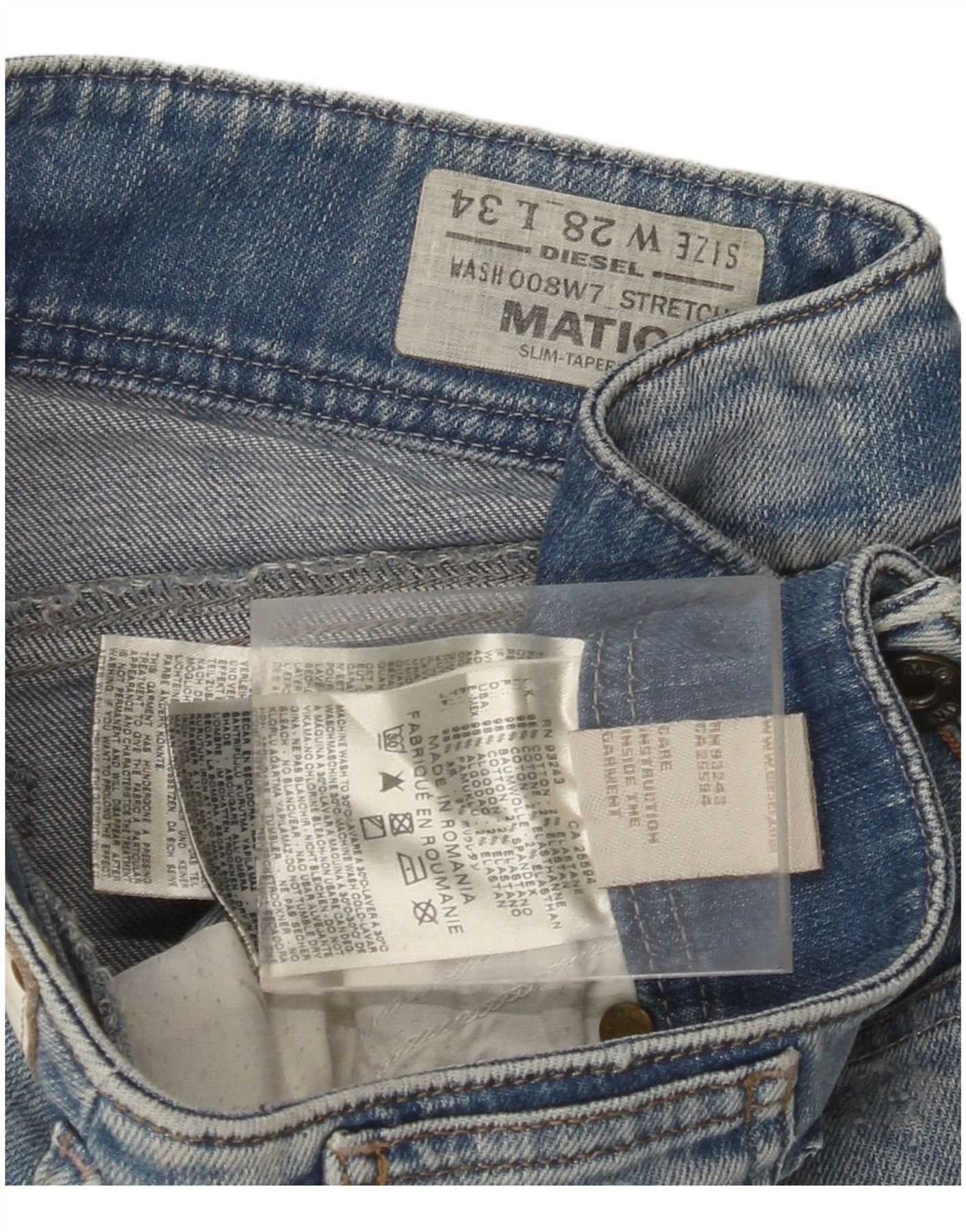 Diesel Womens Matic Distressed Slim Tapered Jeans W28 L34 Blue Cott Size 42" / US 20 - 4 Thumbnail