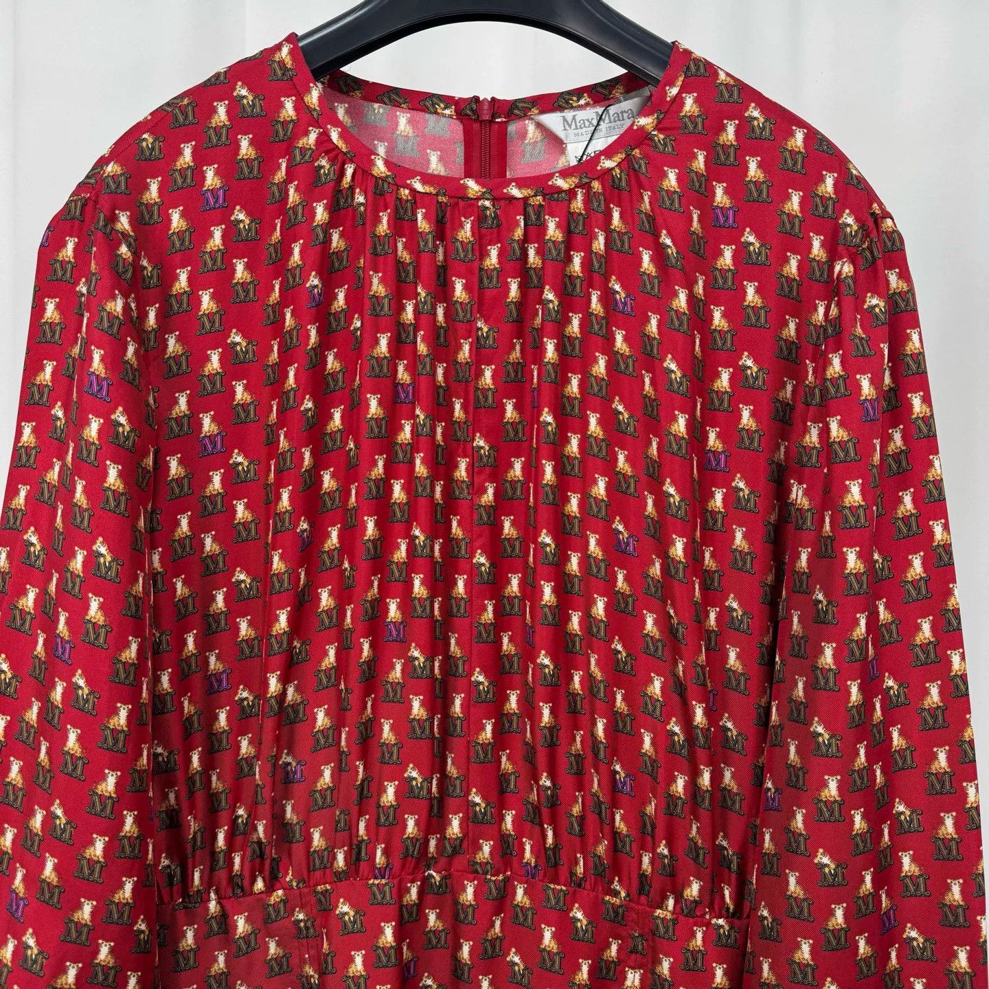 Max Mara Maxmara All-Over Logo Silk Dress Size M / US 6-8 / IT 42-44 - 3 Thumbnail