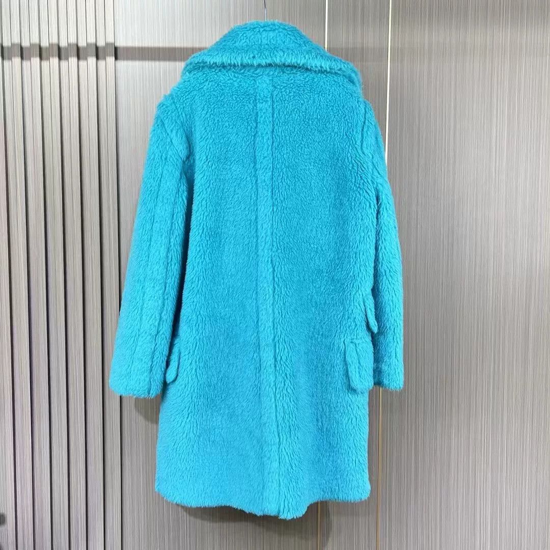 Max Mara Maxmara Lake Blue Teddy Fur Coat Size XXS / US 00 / IT 34 - 2 Thumbnail