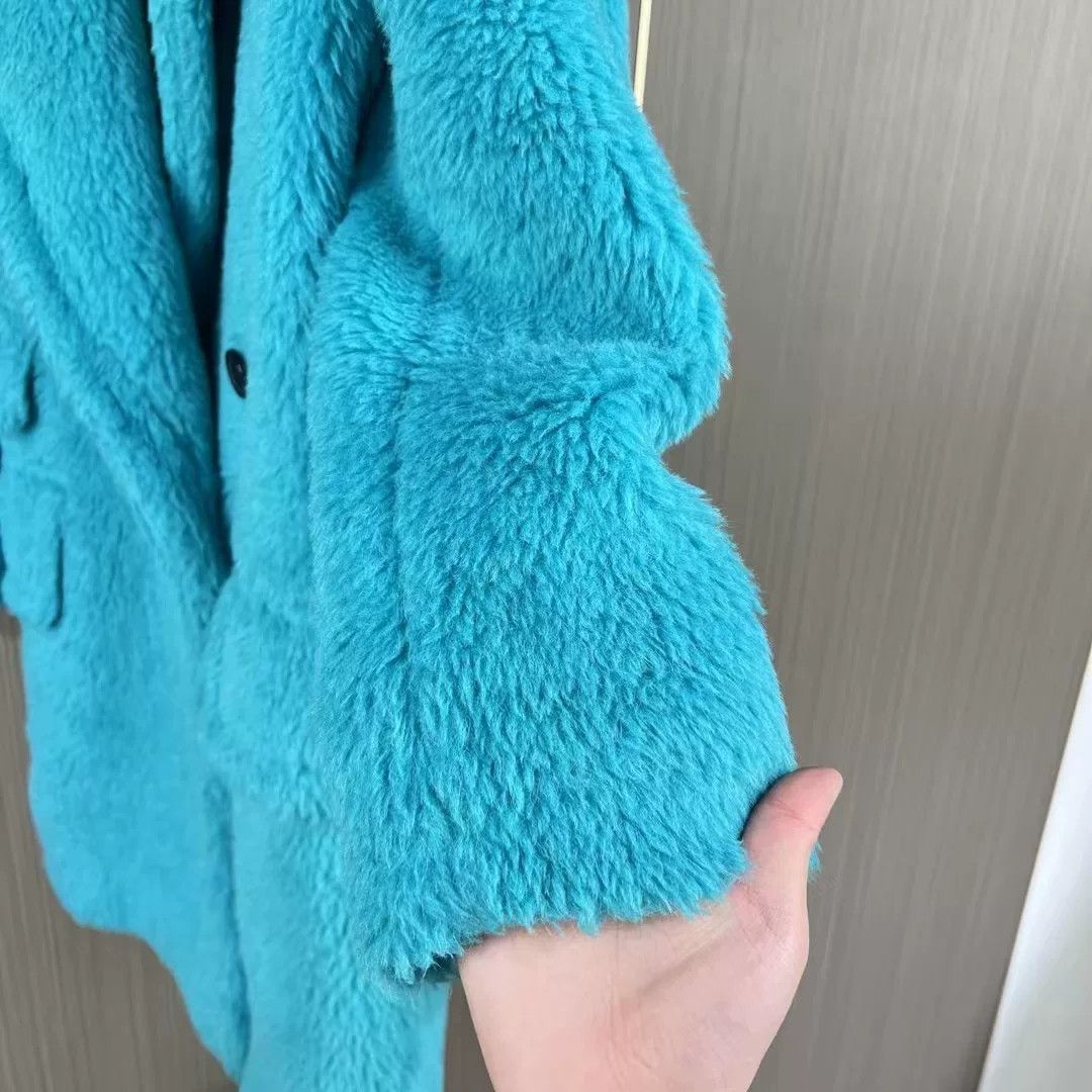 Max Mara Maxmara Lake Blue Teddy Fur Coat Size XXS / US 00 / IT 34 - 4 Thumbnail