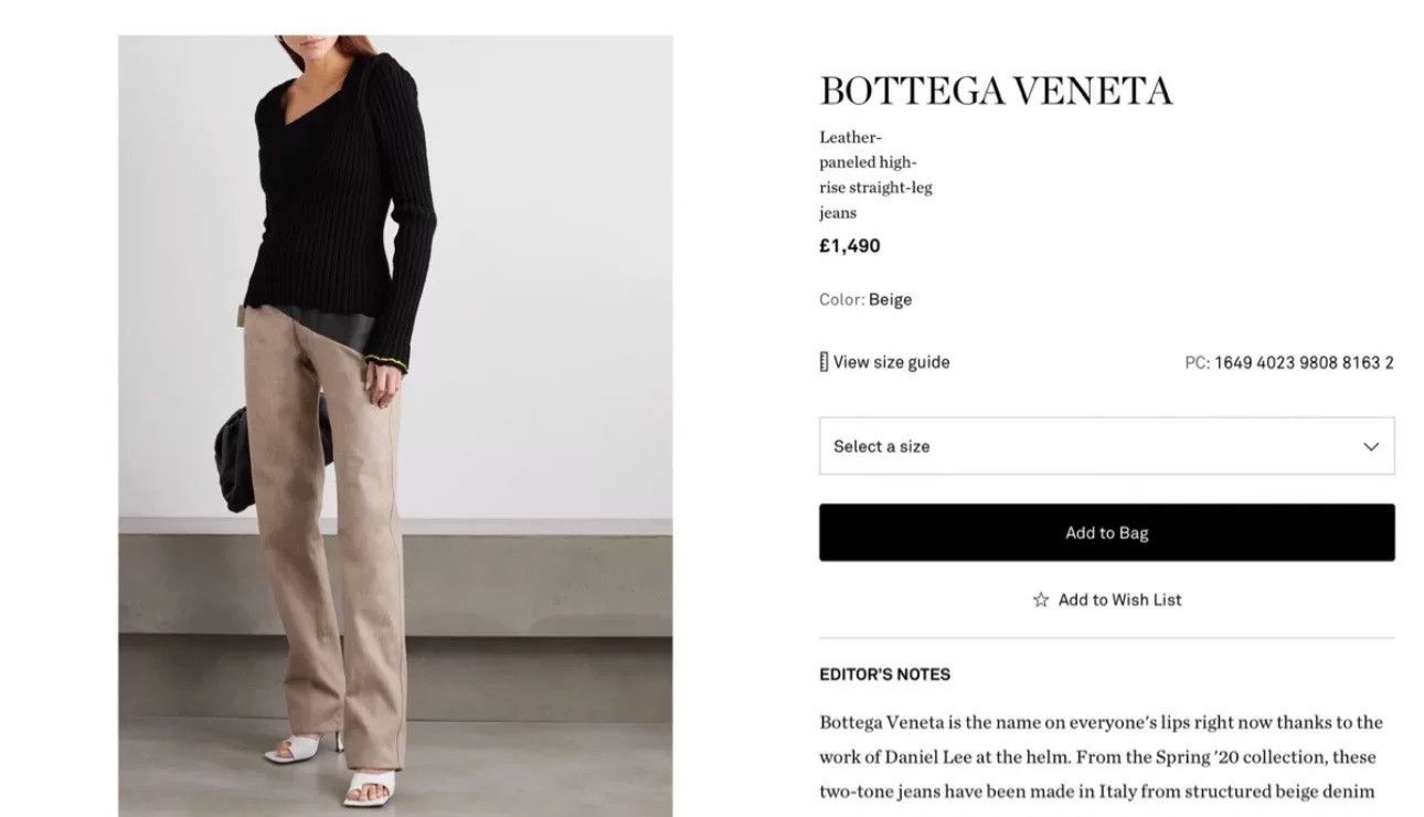Bottega Veneta Bottega Veneta Khaki Leather-Paneled High-Waist Denim Pants Size 38" / US 16 / IT 52 - 8 Thumbnail