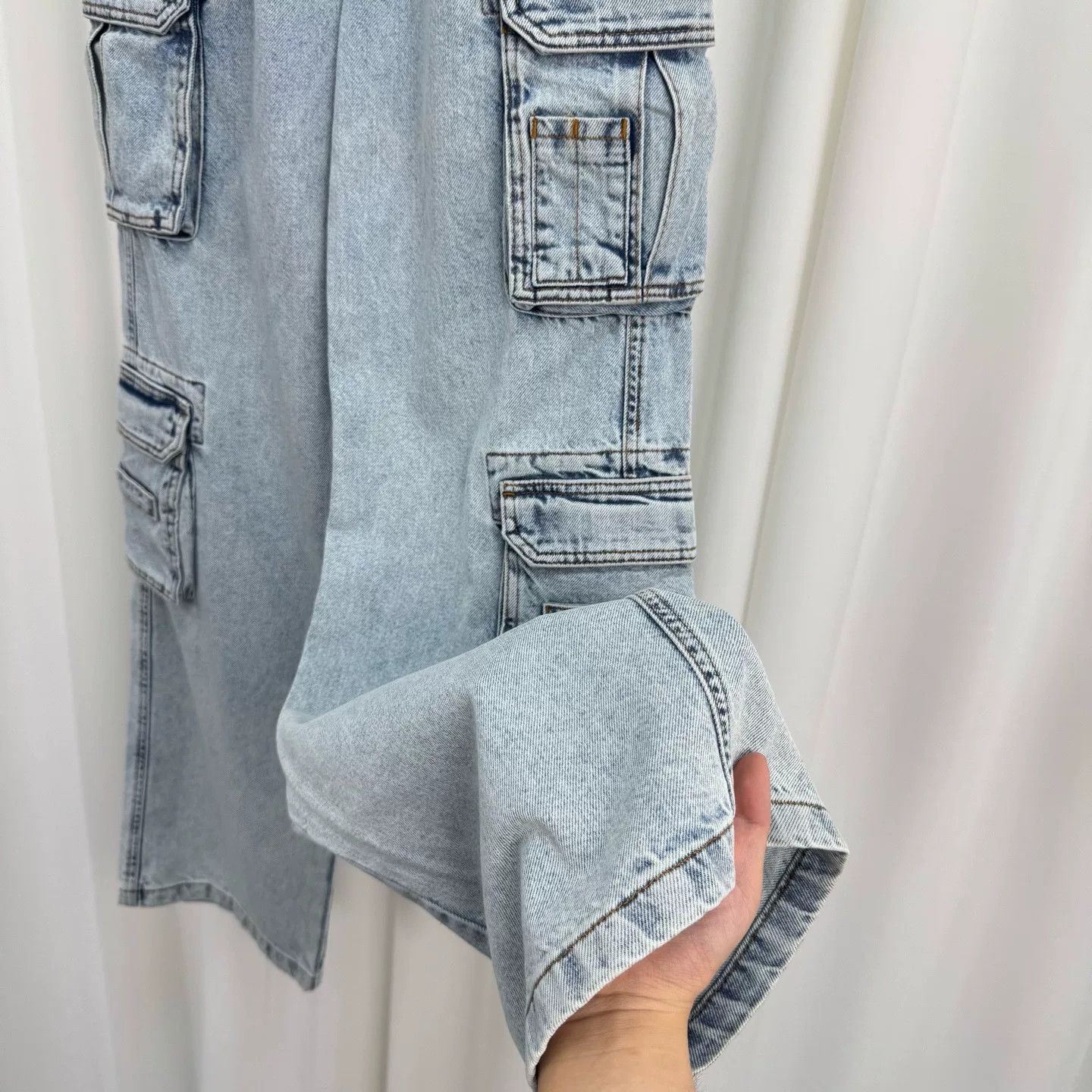 Misbhv MISBHV Light Blue Multi-Pocket Denim Wide-Leg Pants Size 26" / US 2 / IT 38 - 4 Thumbnail