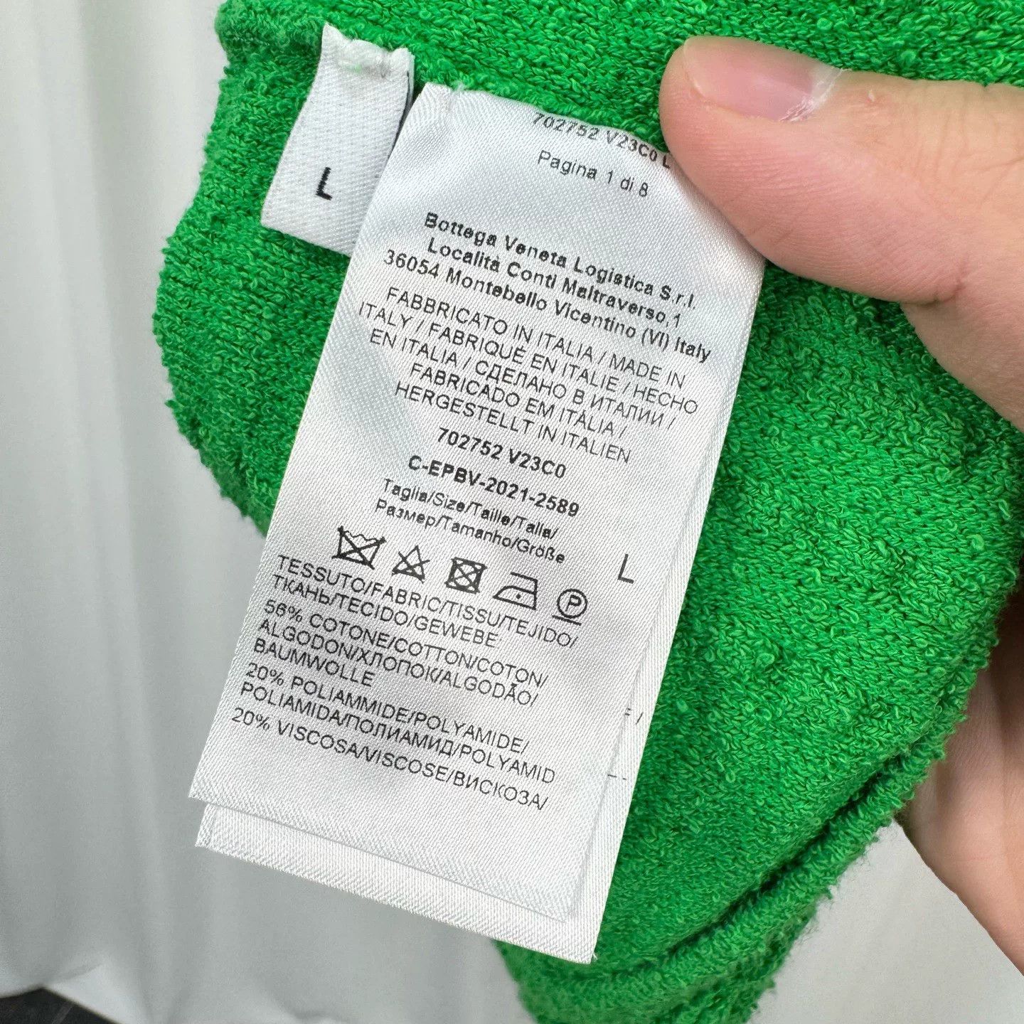 Bottega Veneta Bottega Veneta Green Terry Knit Short-Sleeve Size US L / EU 52-54 / 3 - 6 Thumbnail