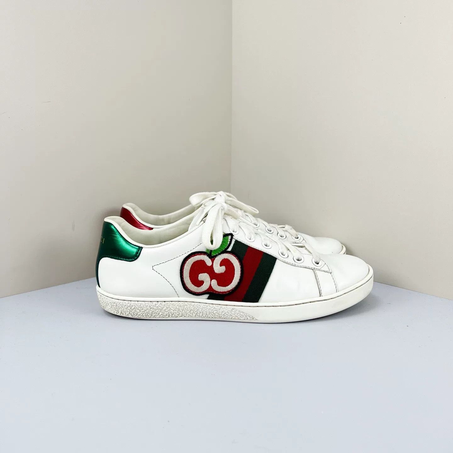 Gucci Gucci Double G Apple Embroidery White Sneakers Size US 5.5 / IT 35.5 - 4 Thumbnail
