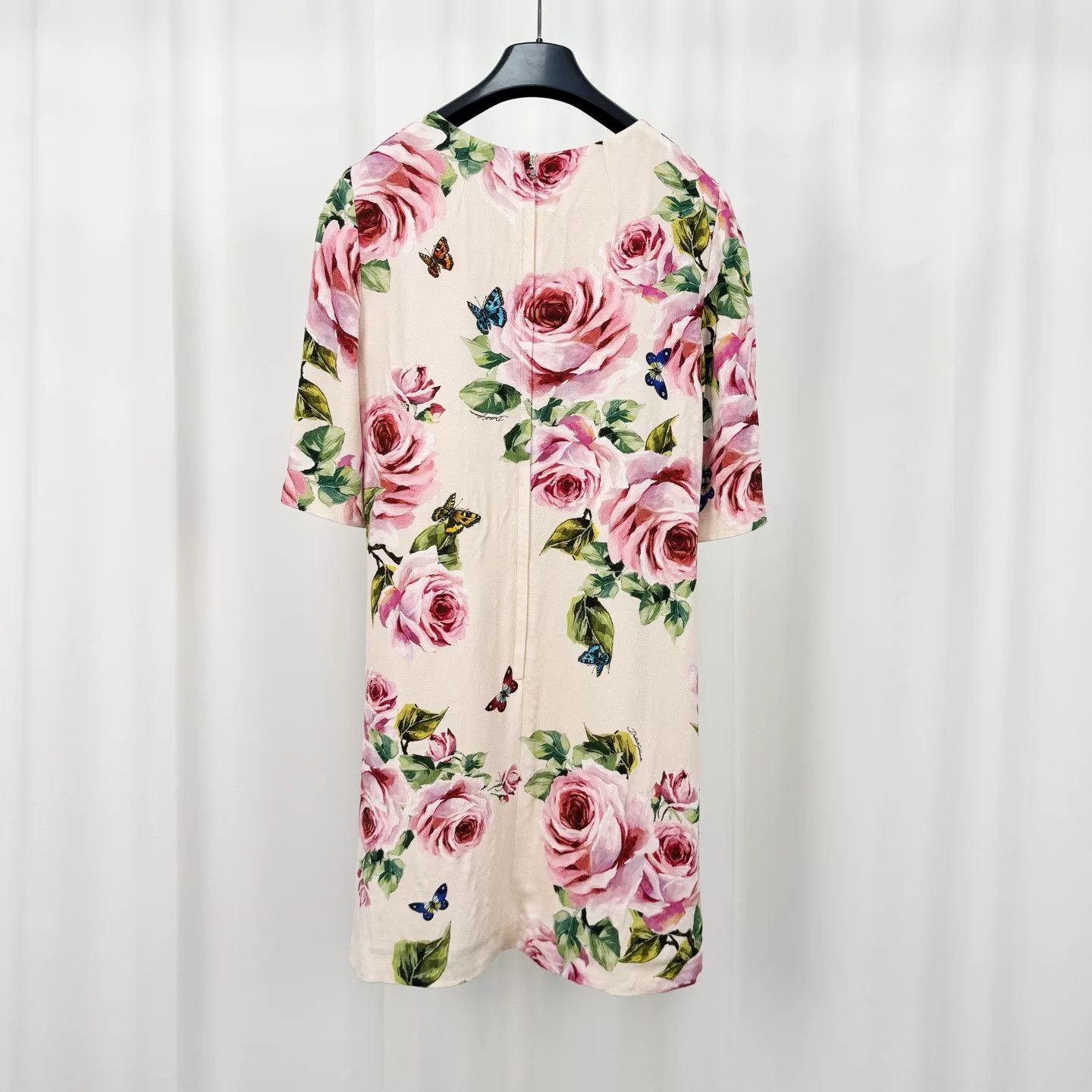 Dolce & Gabbana Dolce&Gabbana Crystal Buckle Rose Silk Dress Size S / US 4 / IT 40 - 2 Thumbnail
