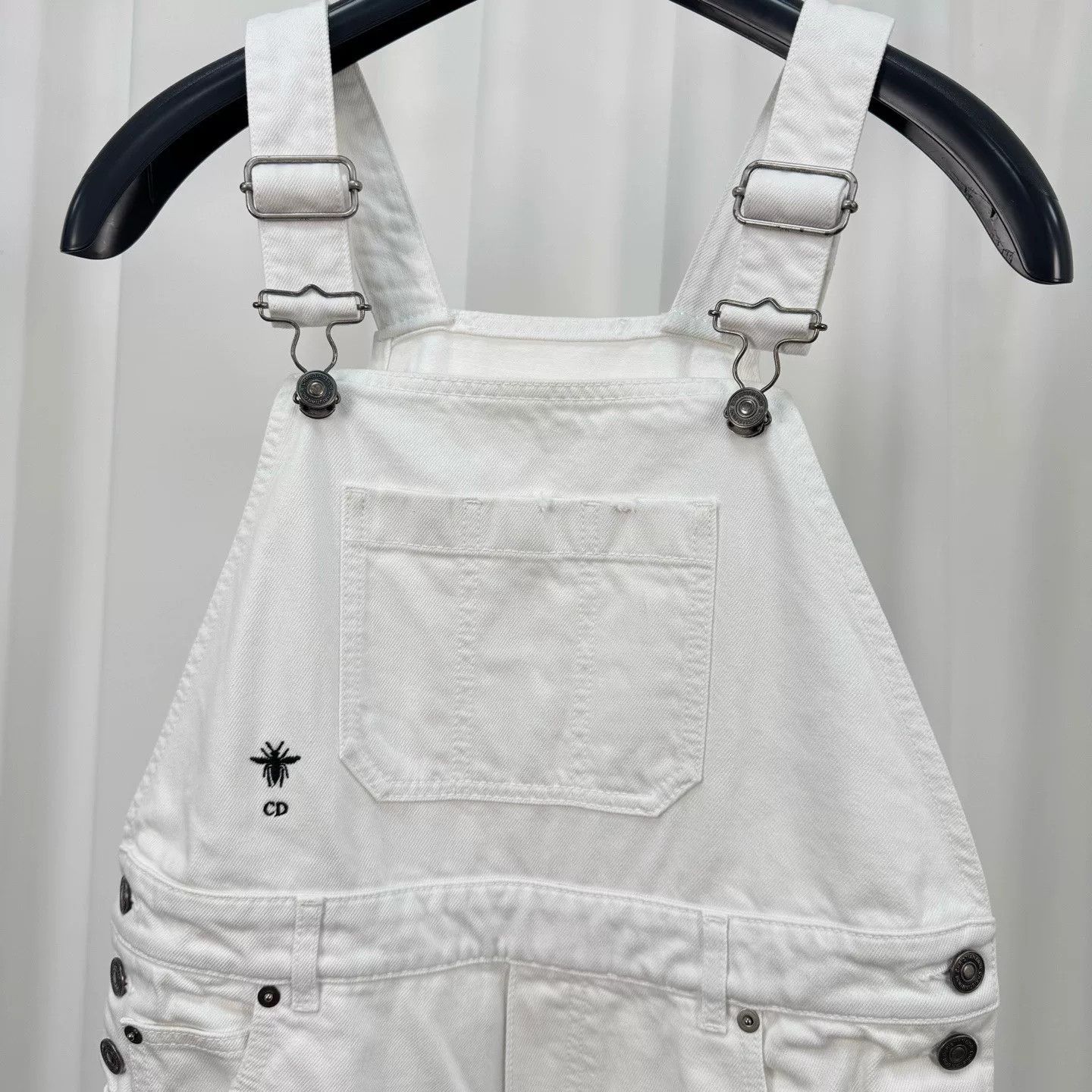 Dior Dior Embroidered Bee White Denim Overalls Size 34" / US 12 / IT 48 - 3 Thumbnail