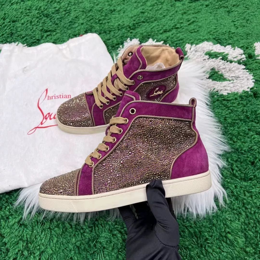 Christian Louboutin Christian Louboutin Suede Purple Diamond Sneakers Size US 6 / IT 36 - 2 Thumbnail