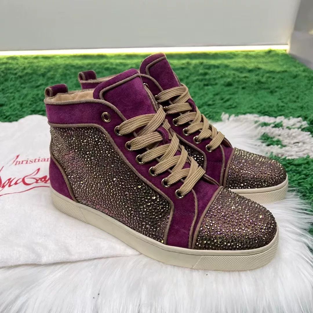 Christian Louboutin Christian Louboutin Suede Purple Diamond Sneakers Size US 6 / IT 36 - 4 Thumbnail