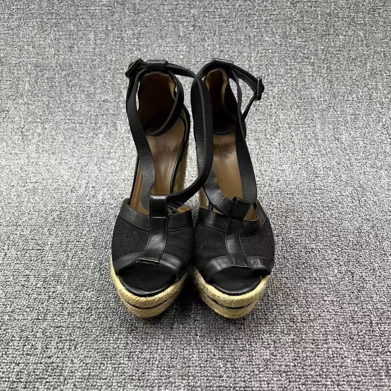 Hermes Hermes H Wedge Straw Platform Sandal Size US 5 / IT 35 - 2 Thumbnail