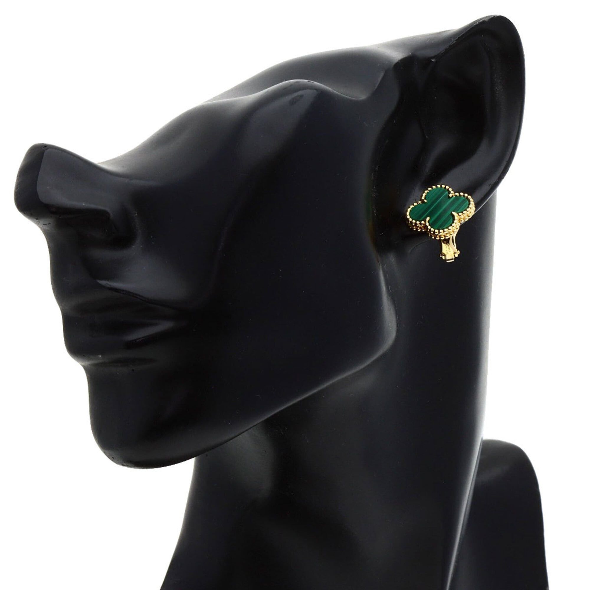 Van Cleef & Arpels Van Cleef & Arpels Vintage Alhambra Malachite Earrings, 18K Yellow Gold, Women's Size ONE SIZE - 5 Thumbnail