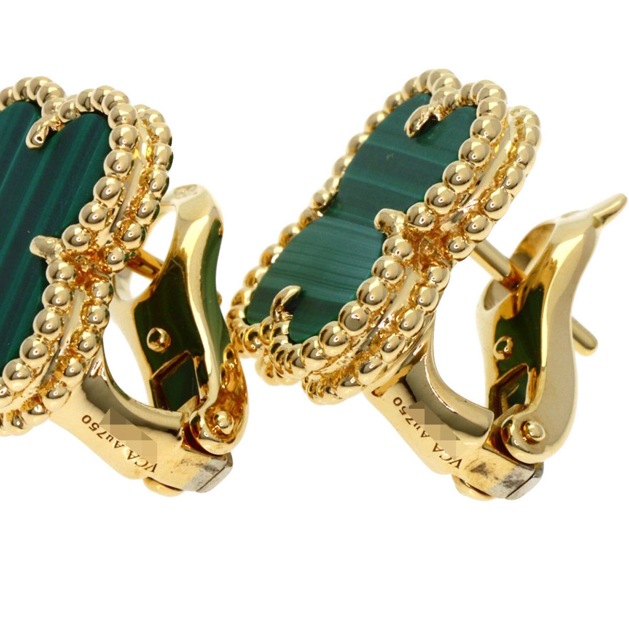 Van Cleef & Arpels Van Cleef & Arpels Vintage Alhambra Malachite Earrings, 18K Yellow Gold, Women's Size ONE SIZE - 4 Thumbnail