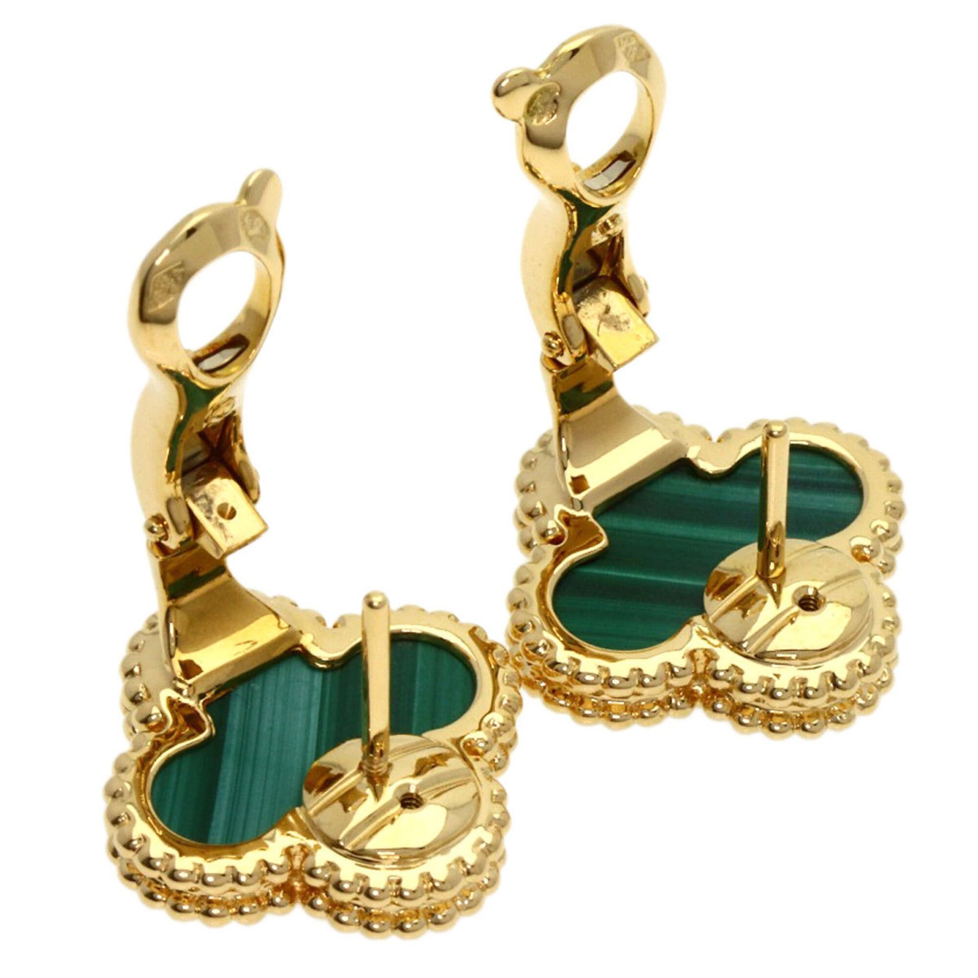 Van Cleef & Arpels Van Cleef & Arpels Vintage Alhambra Malachite Earrings, 18K Yellow Gold, Women's Size ONE SIZE - 3 Thumbnail
