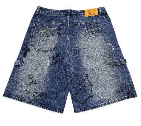 HMDD Graffiti Jean Shorts Blue Size US 36 / EU 52 - 2 Thumbnail