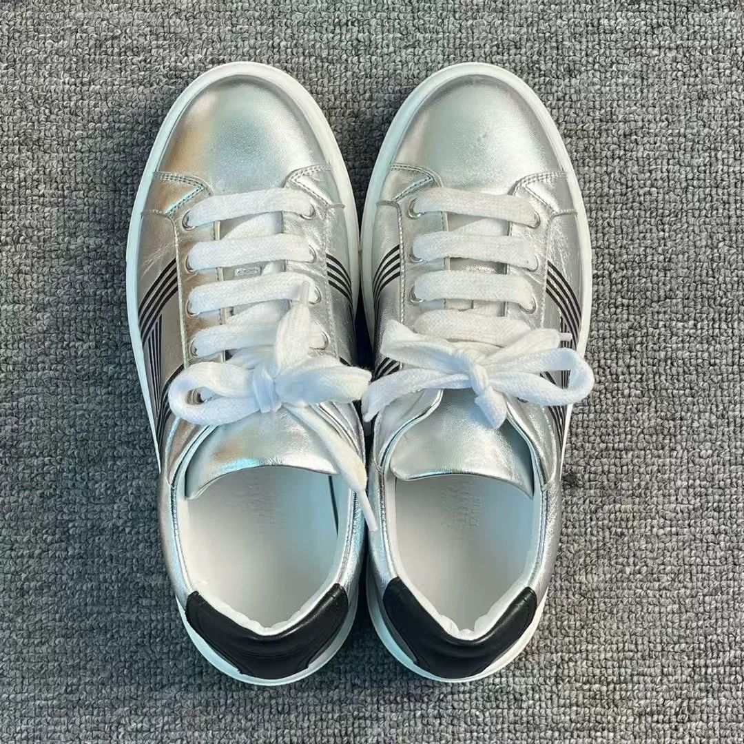 Hermes Hermes Silver Black Large H Low-Top Sneakers Size US 4.5 / IT 34.5 - 3 Thumbnail