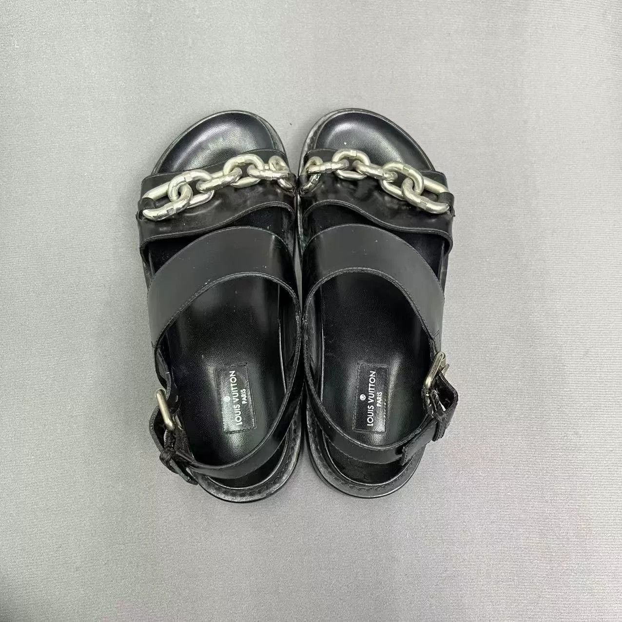 Louis Vuitton Louis Vuitton Black Chain Monogram Sandals Size US 6 / IT 36 - 3 Thumbnail