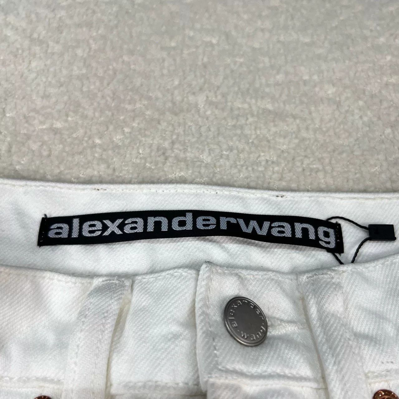 Alexander Wang Alexander Wang White Leather Patch Denim Pants Size 23" - 6 Thumbnail