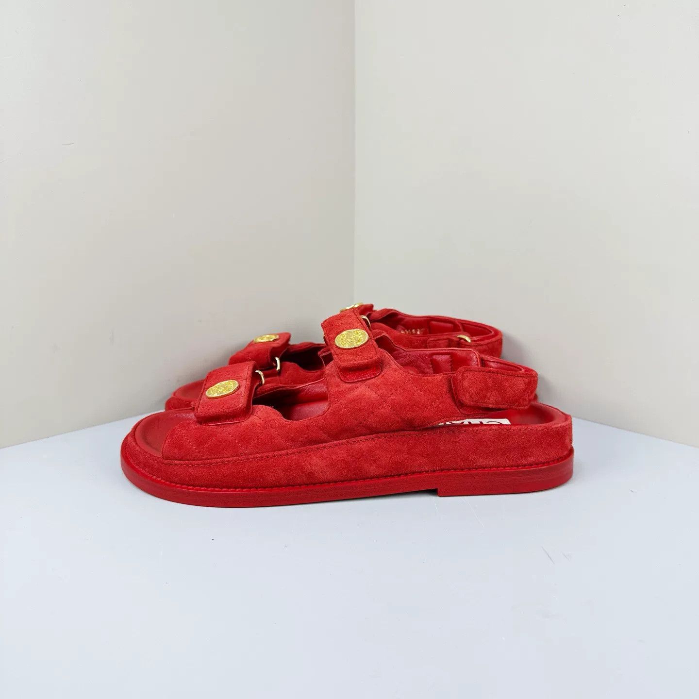Chanel Chanel Red Coin Velcro Sandals Size US 7 / IT 37 - 2 Thumbnail