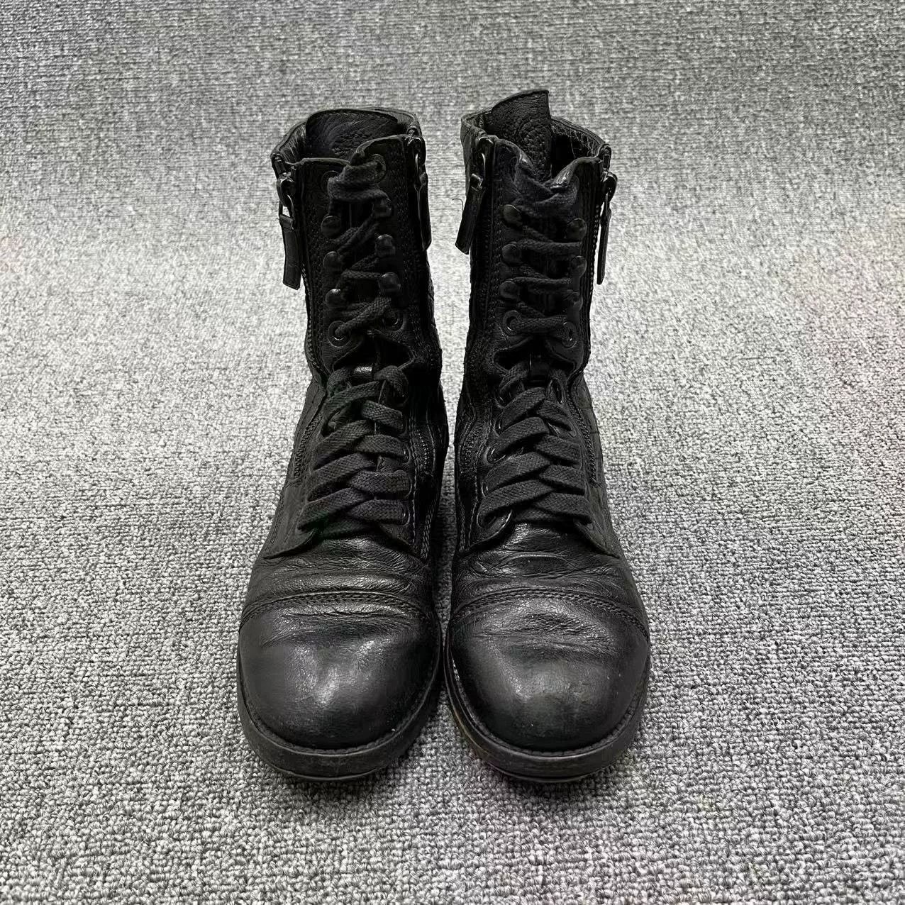 Chanel Chanel Black Waxy Leather Mid-Calf Combat Boots Size US 6.5 / IT 36.5 - 2 Thumbnail