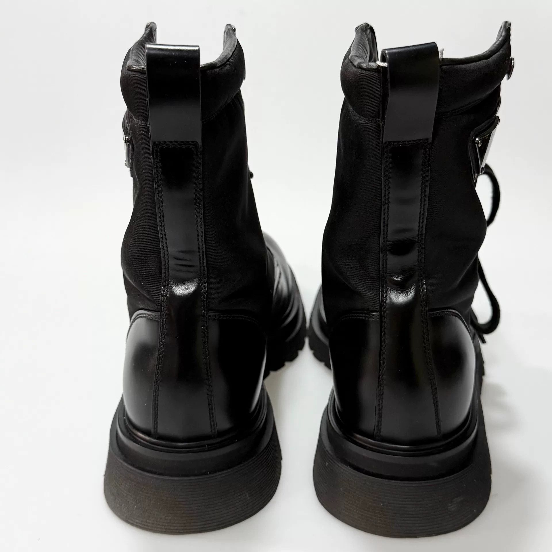 Prada Prada Black Iron Triangle Logo Martin Boots Size US 7 / IT 37 - 5 Thumbnail