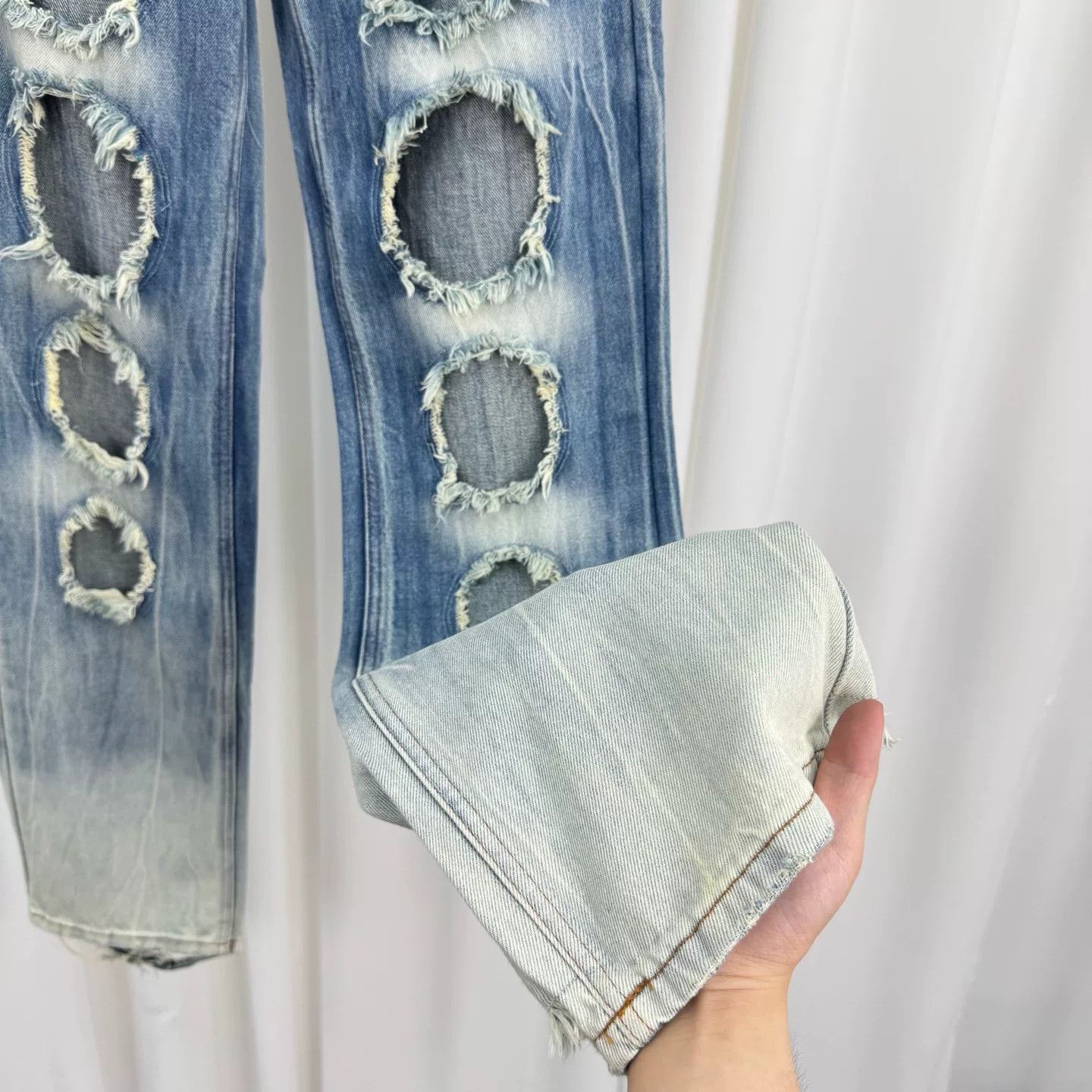 RUIbuilt Rui Distressed Raw Hem Washed Denim Pants Size 27" / US 4 / IT 40 - 4 Thumbnail