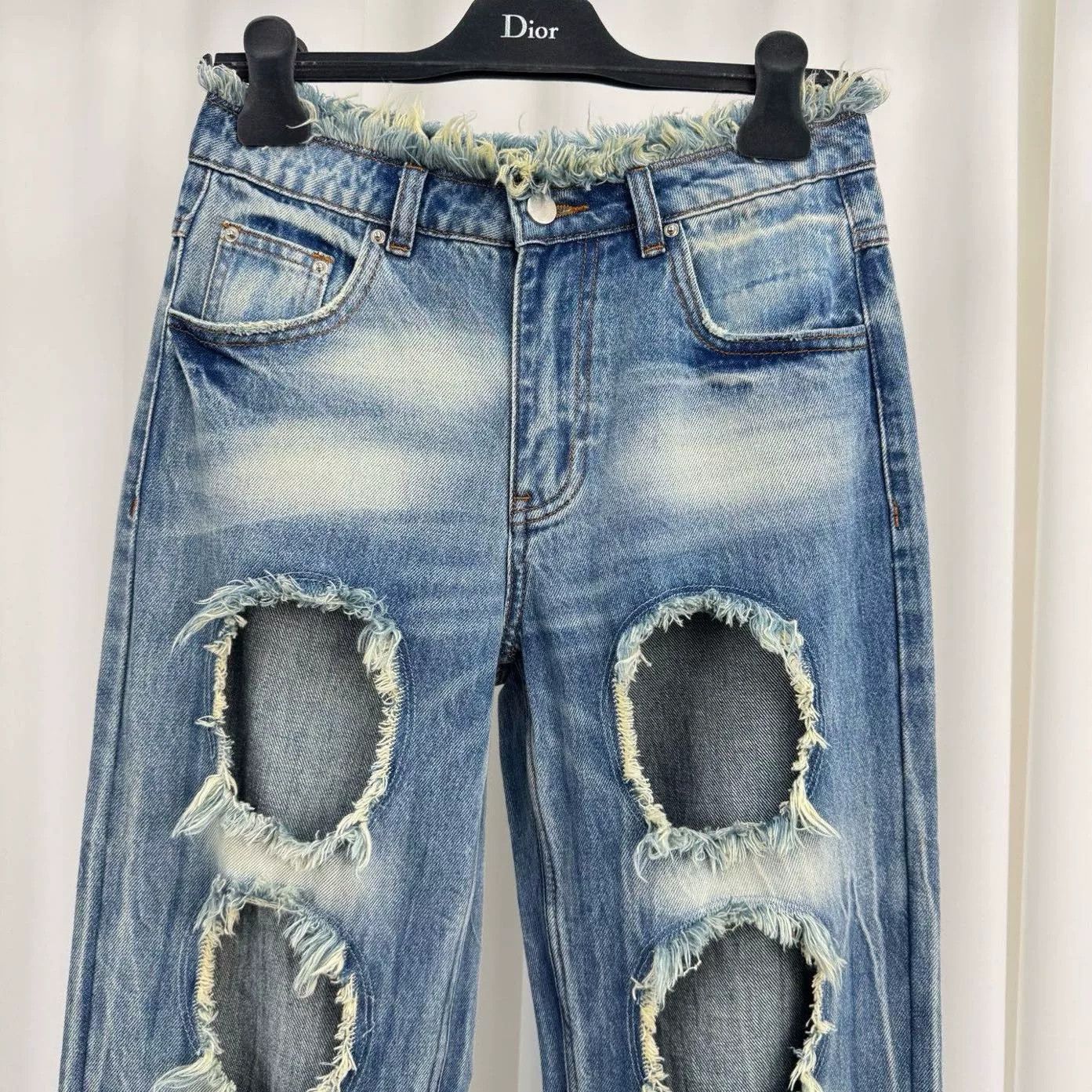 RUIbuilt Rui Distressed Raw Hem Washed Denim Pants Size 27" / US 4 / IT 40 - 3 Thumbnail