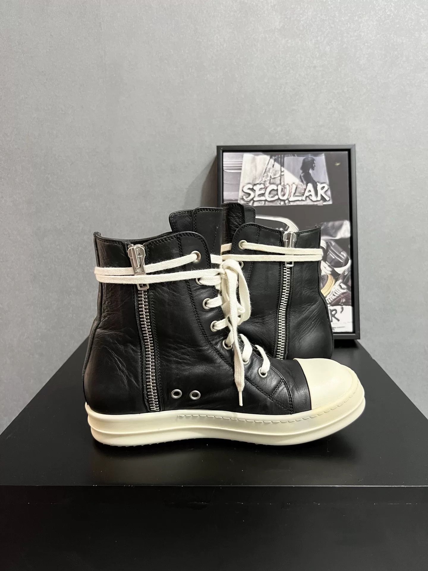 Rick Owens Rick Owens Leather High-Top Sneakers Size US 5 / IT 35 - 6 Thumbnail
