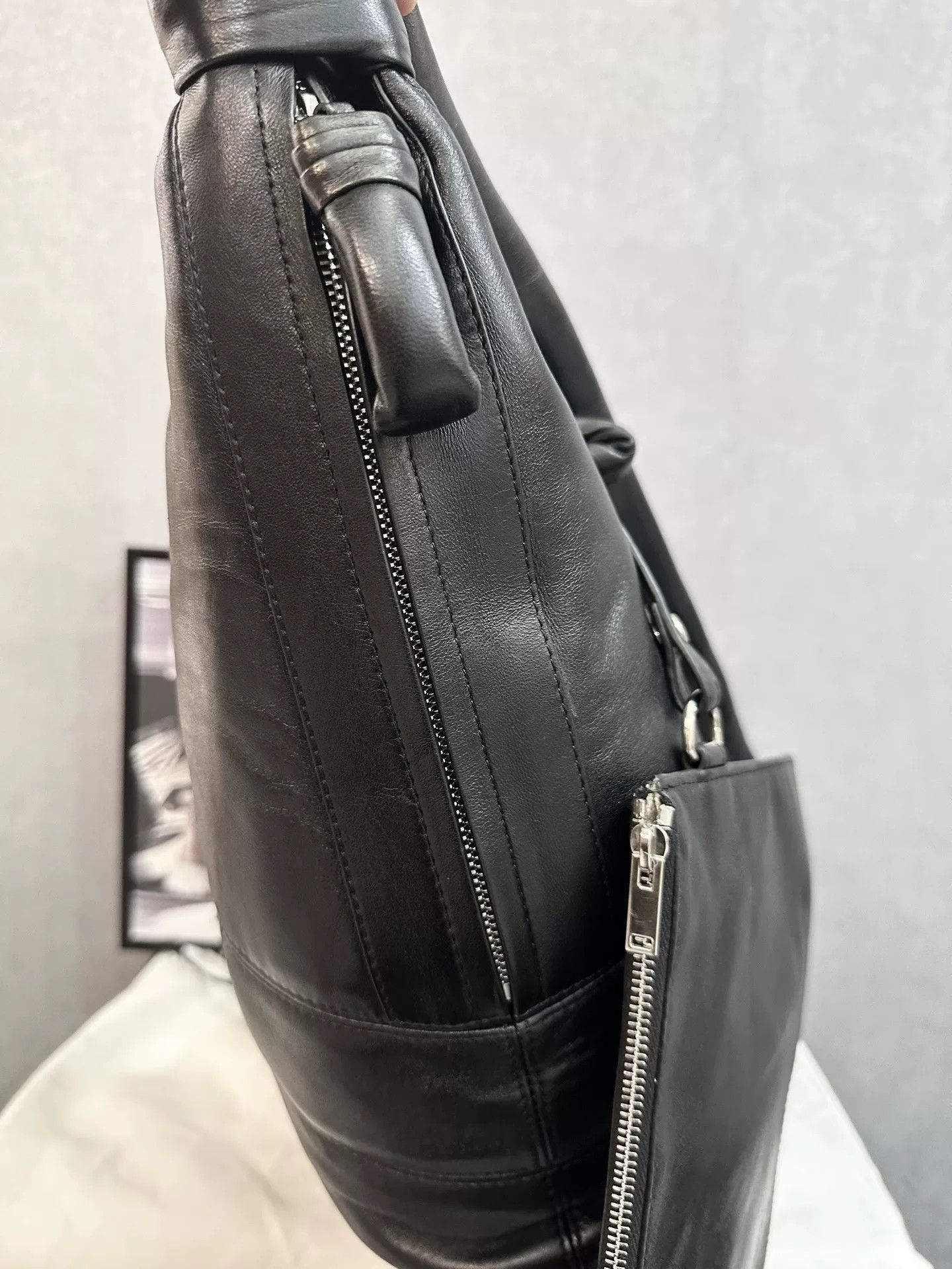Lemaire Lemaire Large Black Sheepskin Croissant Bag Size ONE SIZE - 7 Thumbnail