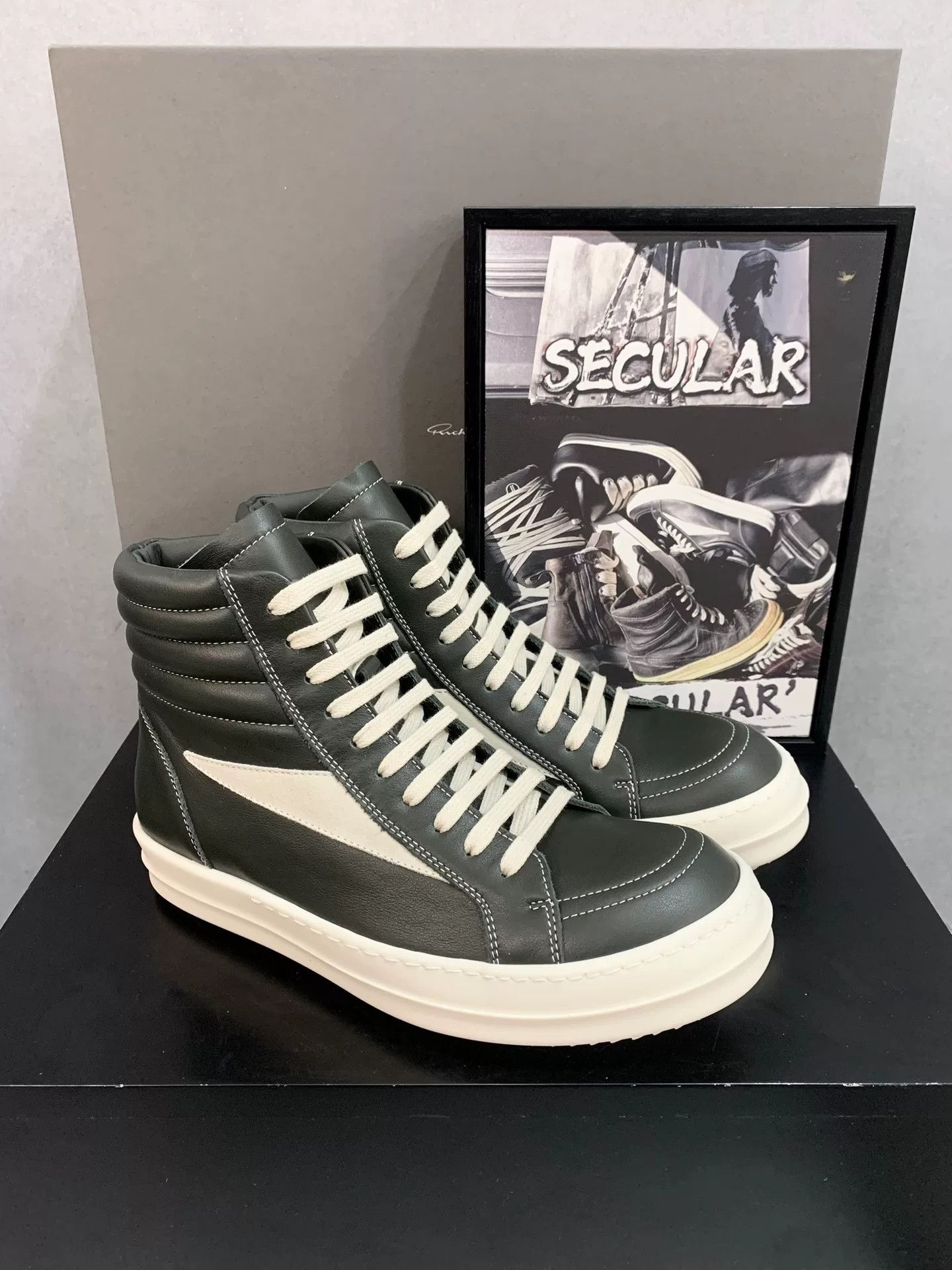 Rick Owens Rick Owens High-Top Leather Sneakers Size US 6 / EU 39 - 2 Thumbnail