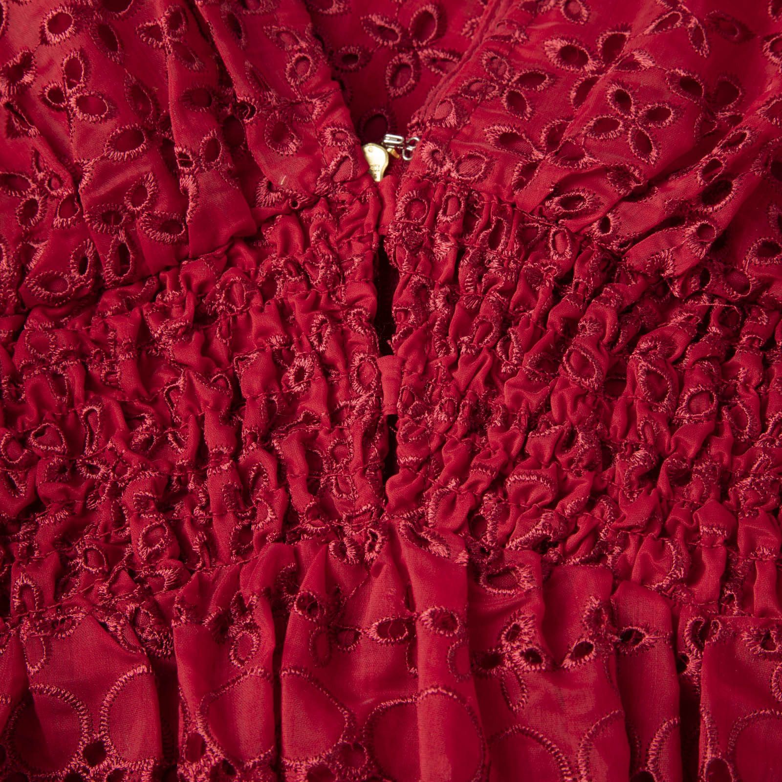 Self-Portrait Red Broderie Anglaise Cold Shoulder Dress Size L / US 10 / IT 46 - 3 Thumbnail