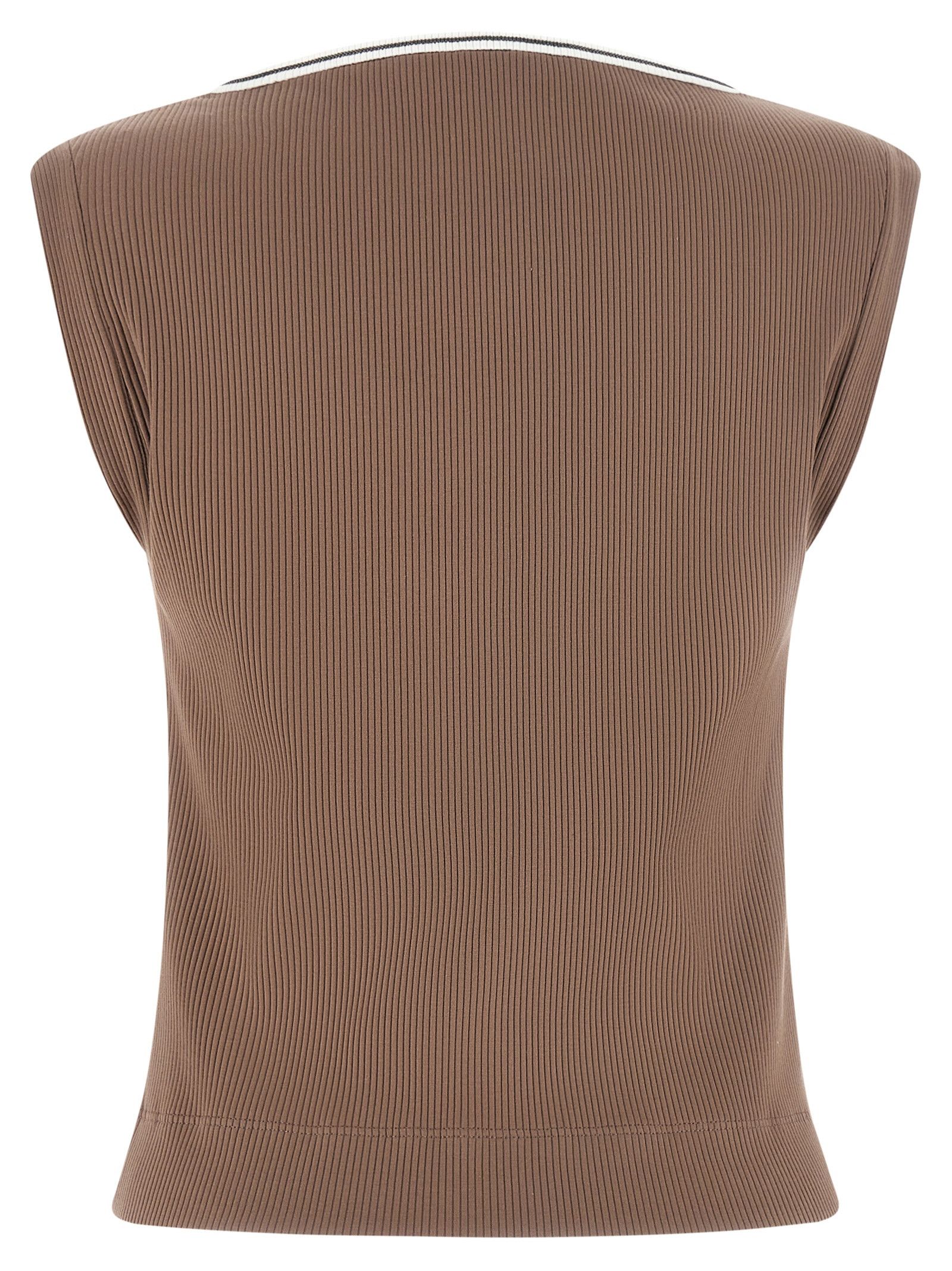 Brunello Cucinelli 'Shiny Trim' Tank Top Size L / US 10 / IT 46 - 2 Thumbnail