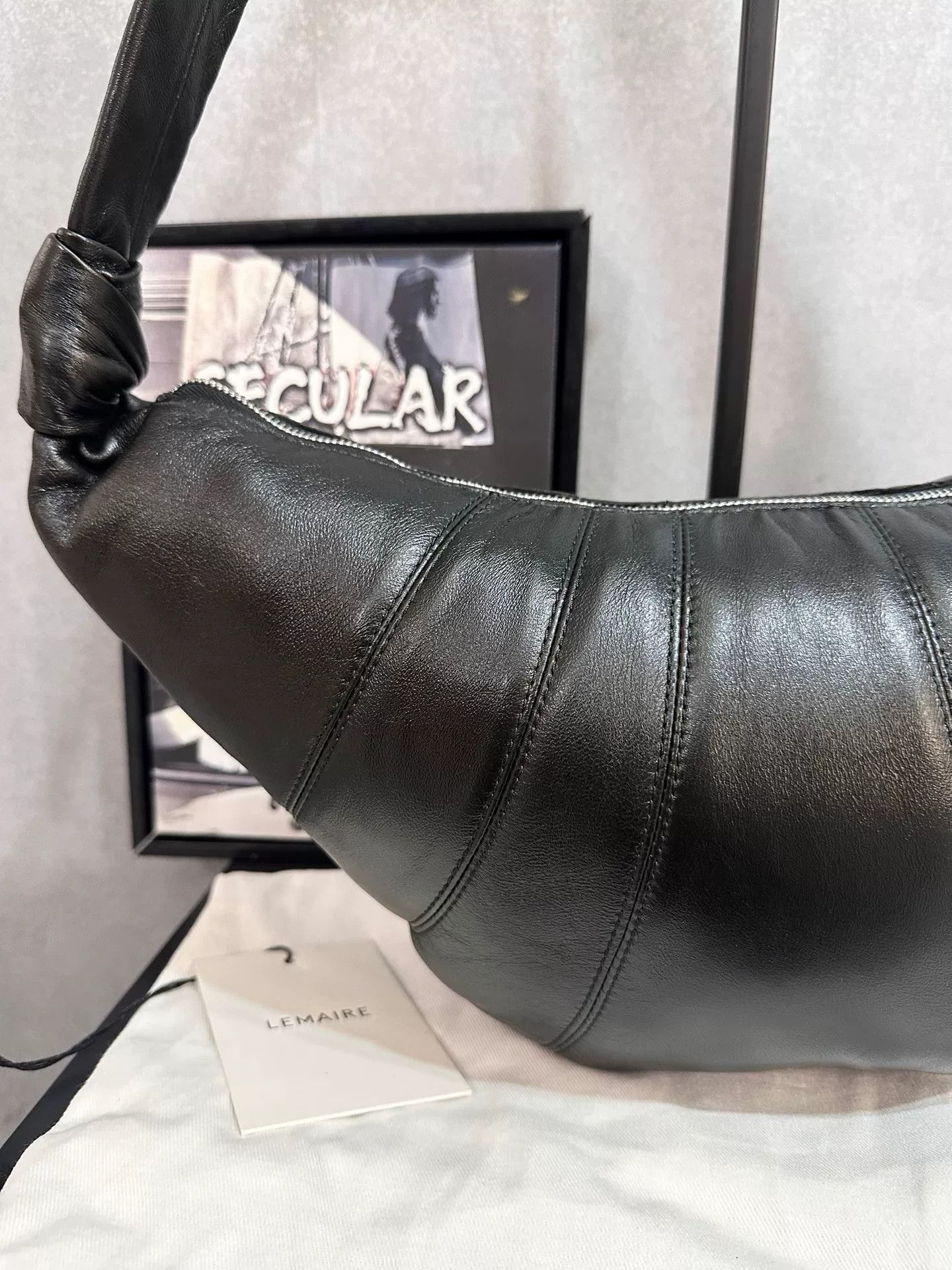 Lemaire Lemaire Medium Black Sheepskin Croissant Bag Size ONE SIZE - 5 Thumbnail